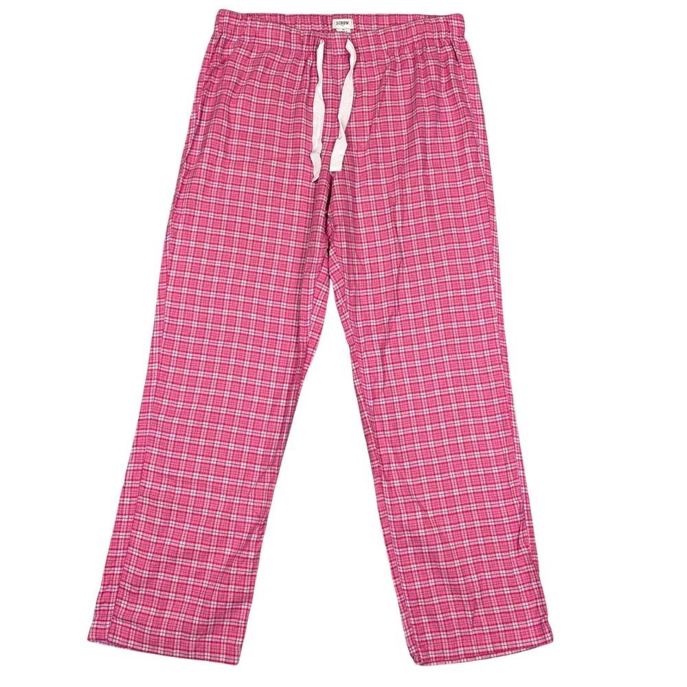 J.Crew Pink Plaid Flannel Drawstring Pajama Pants Womens Medium